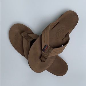 leather Rainbow Sandals Dark Brown size medium